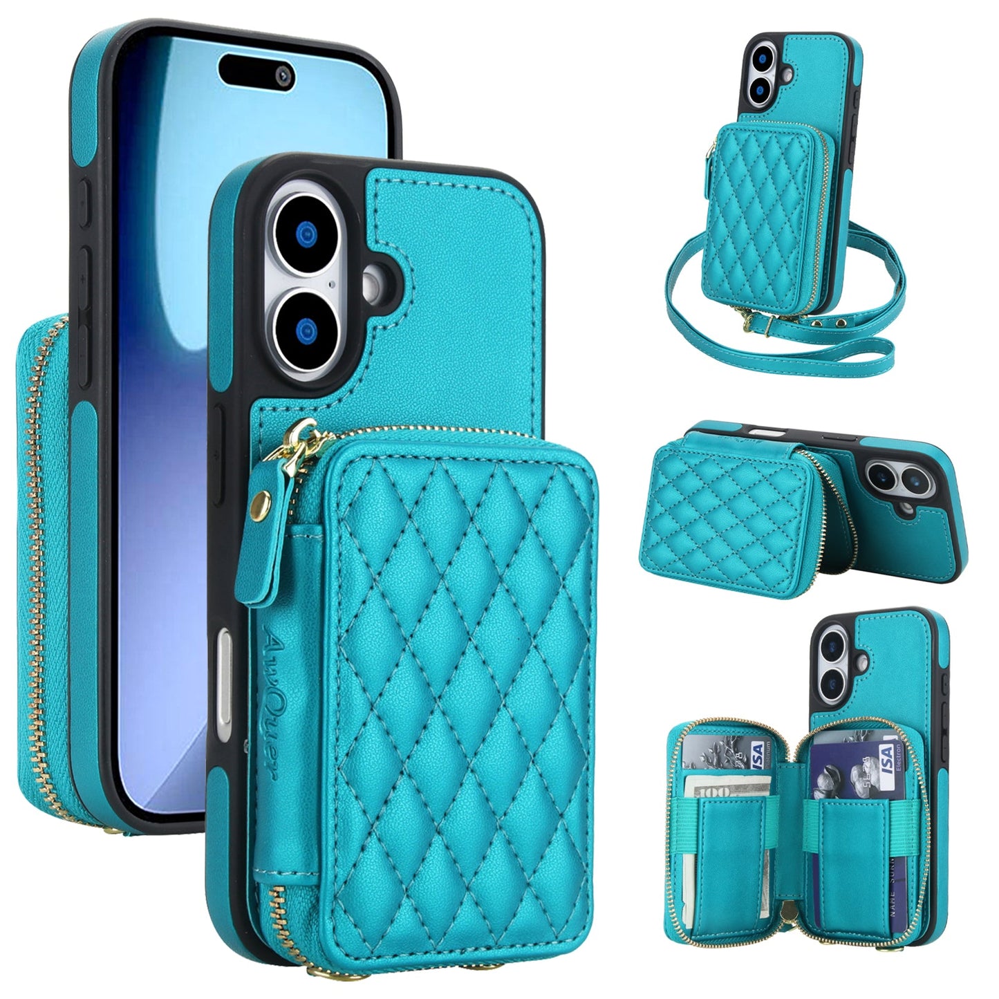 New RFID Blocking Crossbody Zipper Wallet Leather Phone Case for iPhone Air/17/17 Pro/17 Pro Max