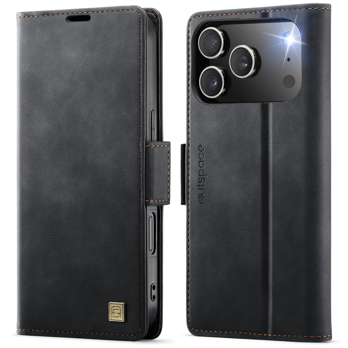 New RFID Blocking Card Holder Wireless Charging Leather Phone Case for iPhone 17 Pro Max