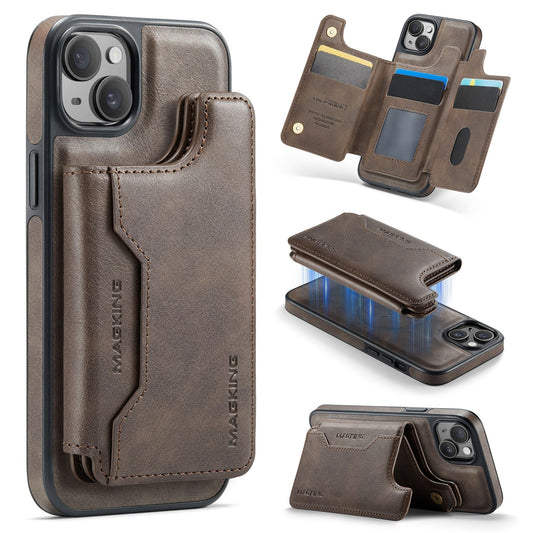 New 2-in-1 RFID Blocking Card Holder Leather Phone Case for iPhone 14