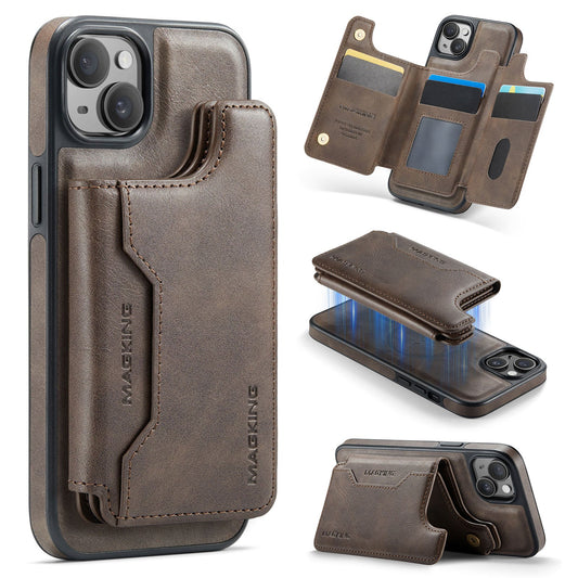 New 2-in-1 RFID Blocking Card Holder Leather Phone Case for iPhone 13