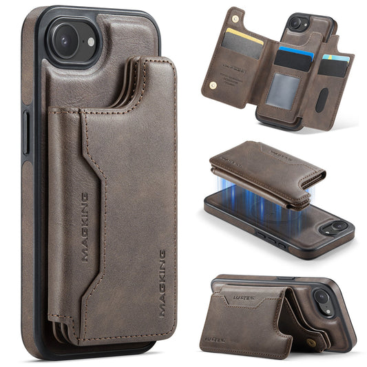 New 2-in-1 RFID Blocking Card Holder Leather Phone Case for iPhone 16e