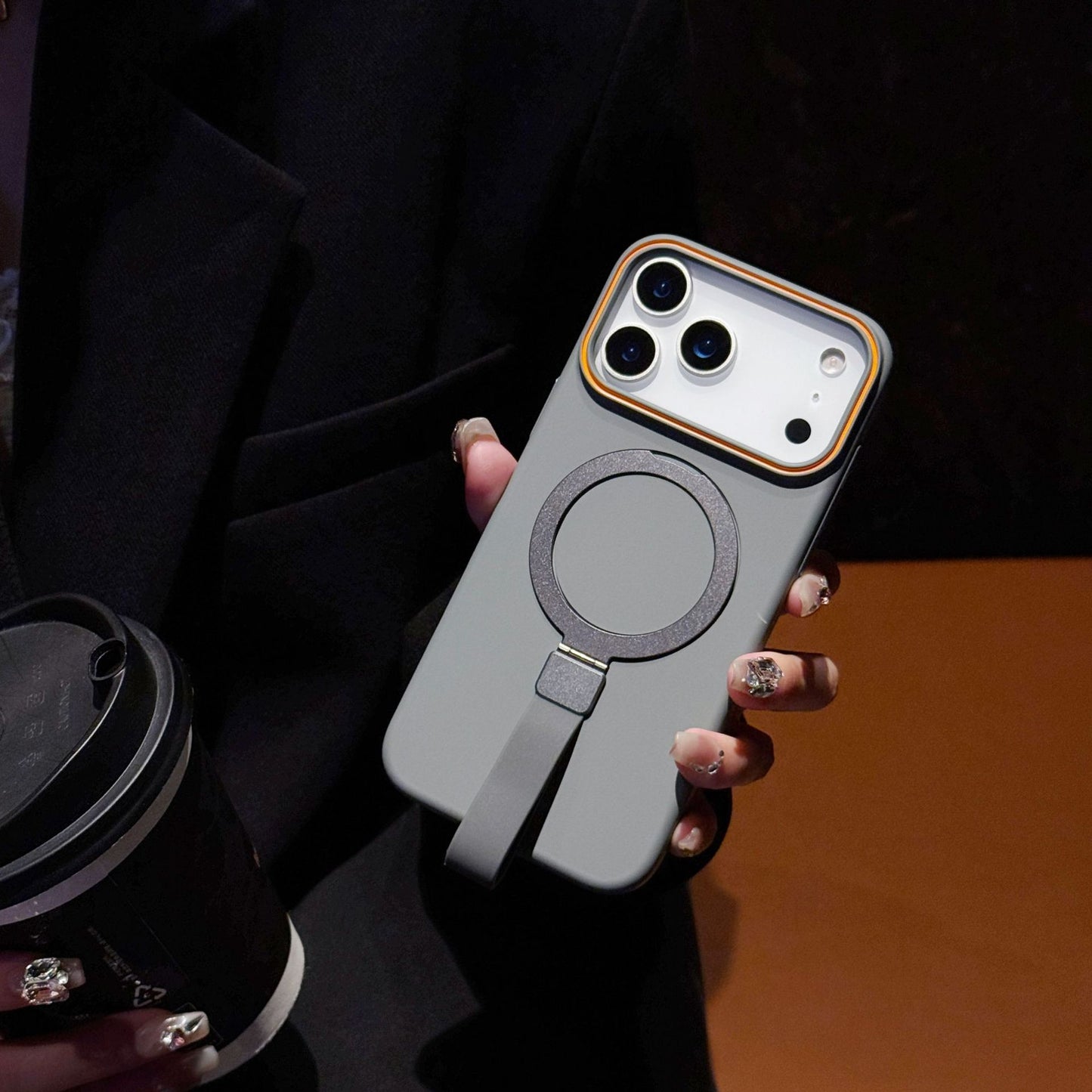 New Matte Skin-Feel Metal Phone Holder Lanyard Case for iPhone 17 Pro Max