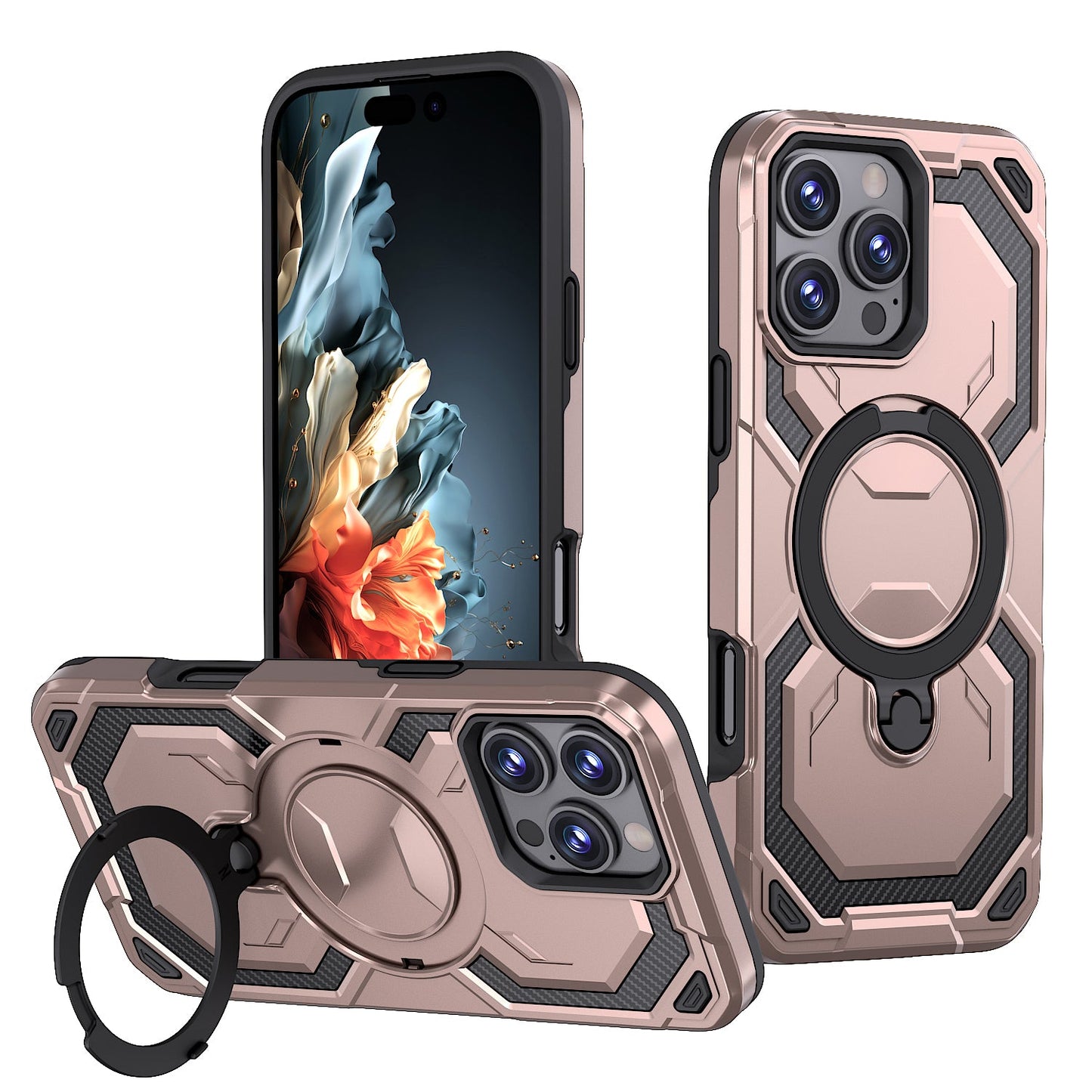 New [Military Grade Drop Tested][Fit for MagSafe] [Built-in Stand] Slim Soft Edge Case for iPhone
