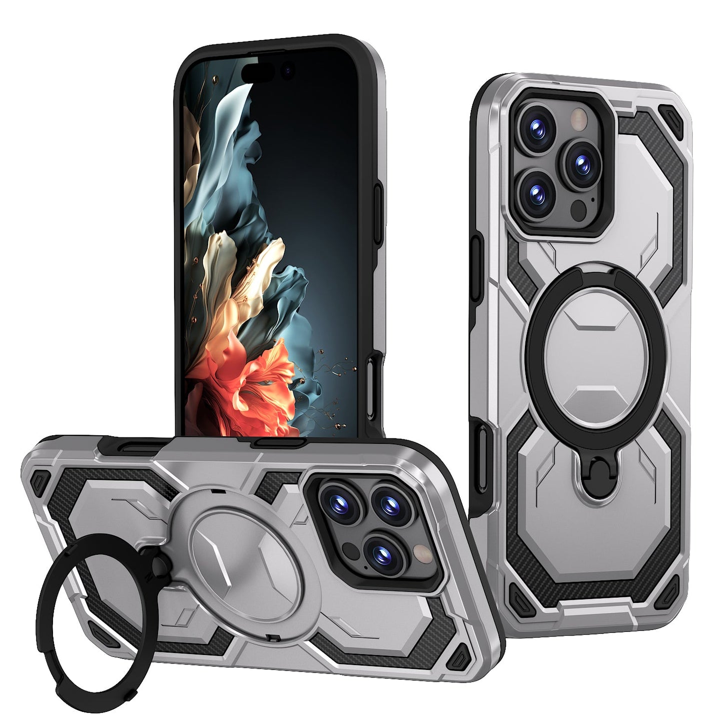 New [Military Grade Drop Tested][Fit for MagSafe] [Built-in Stand] Slim Soft Edge Case for iPhone