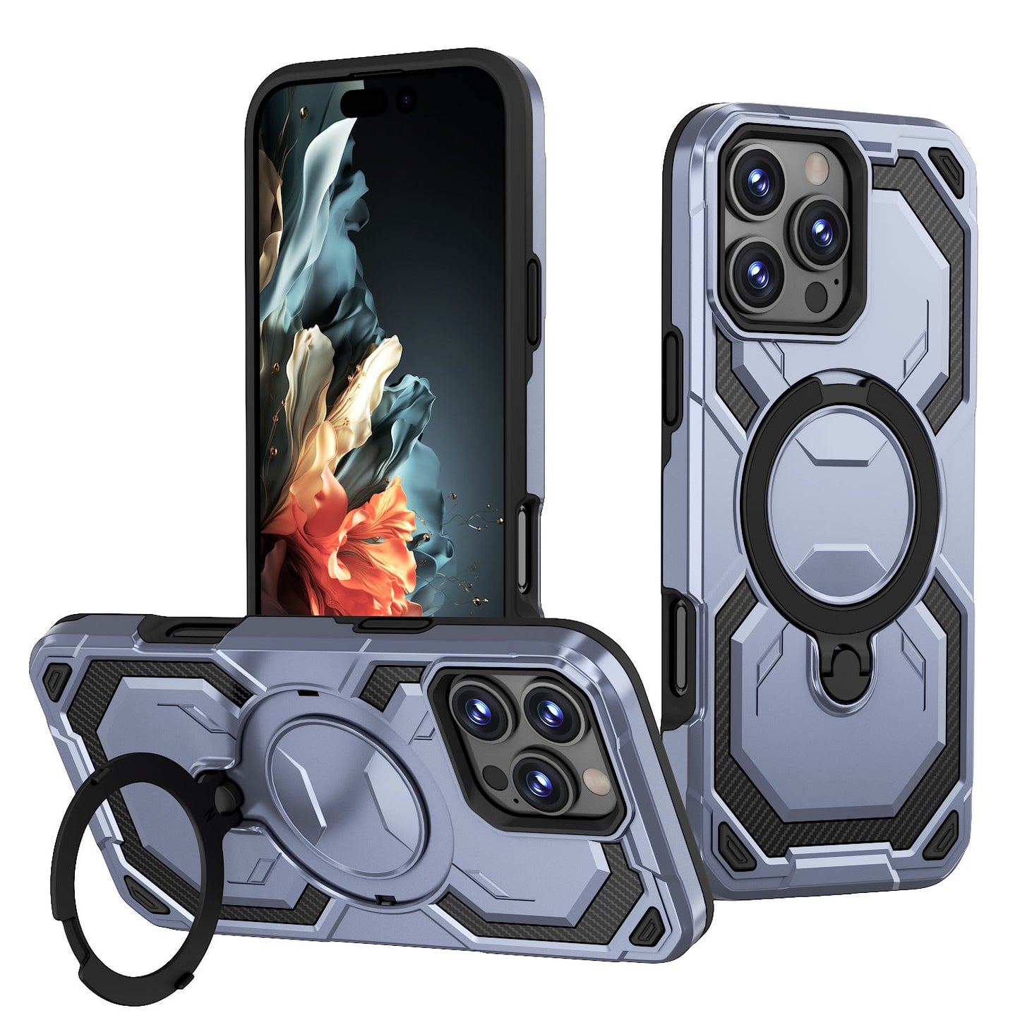 New [Military Grade Drop Tested][Fit for MagSafe] [Built-in Stand] Slim Soft Edge Case for iPhone