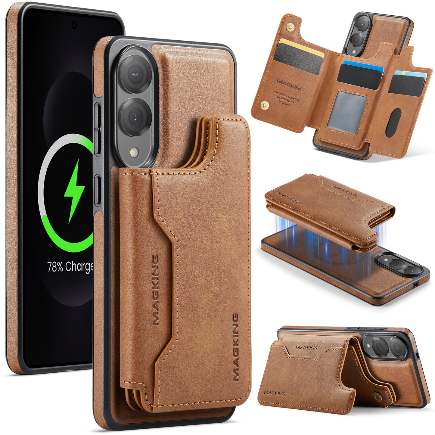 New 2-in-1 RFID Blocking Card Holder Leather Phone Case for Samsung