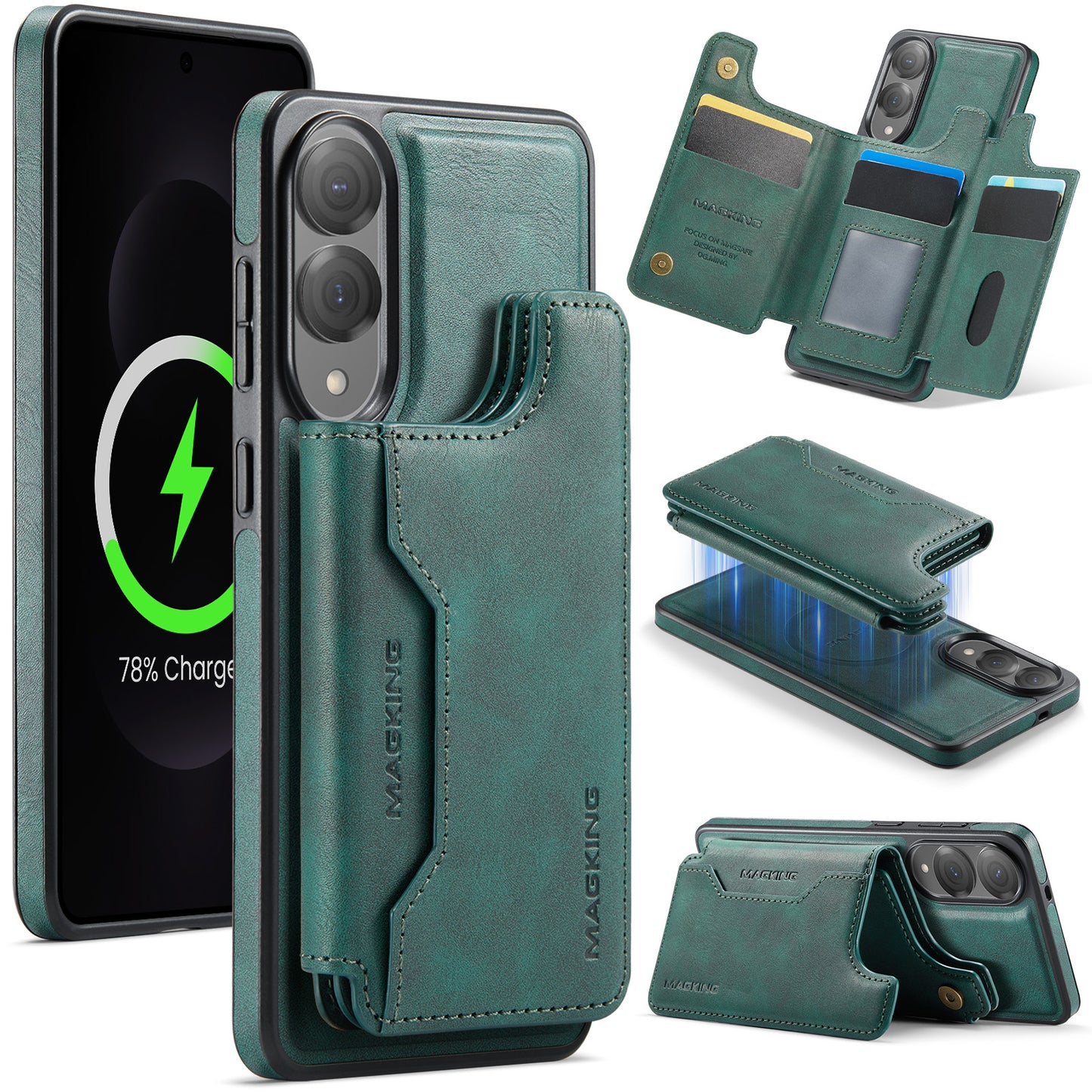 New 2-in-1 RFID Blocking Card Holder Leather Phone Case for Samsung
