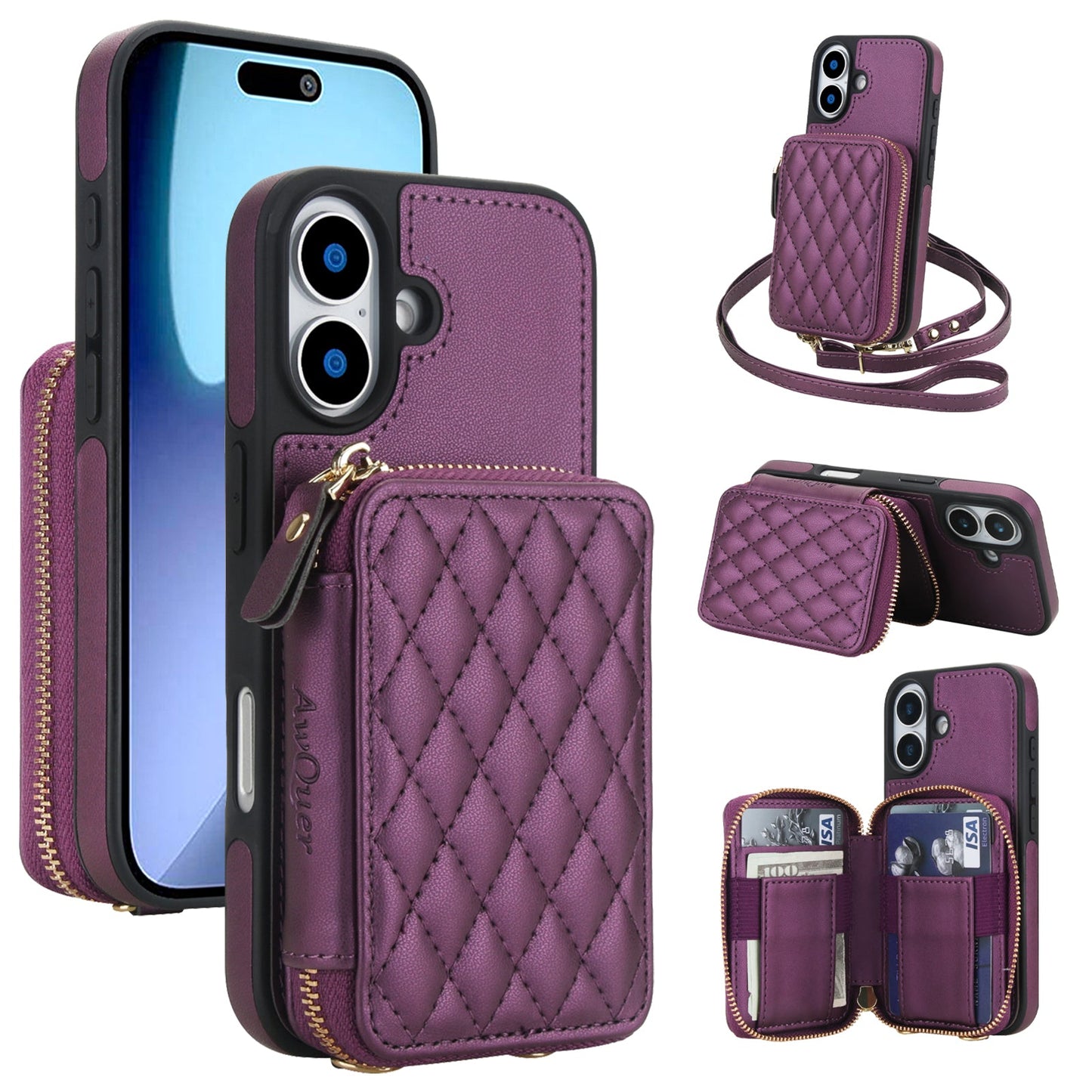 New RFID Blocking Crossbody Zipper Wallet Leather Phone Case for iPhone Air/17/17 Pro/17 Pro Max