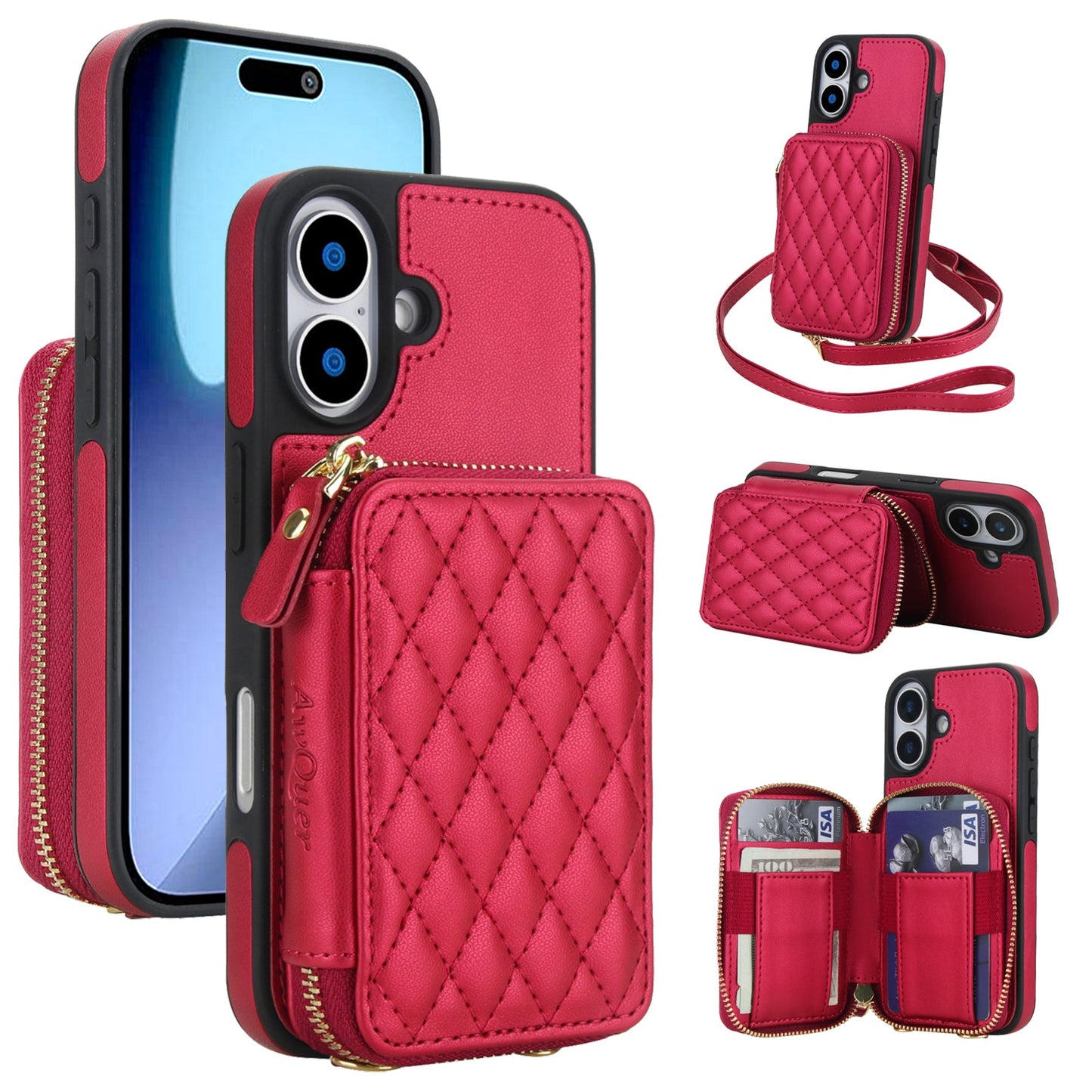 New RFID Blocking Crossbody Zipper Wallet Leather Phone Case for iPhone Air/17/17 Pro/17 Pro Max