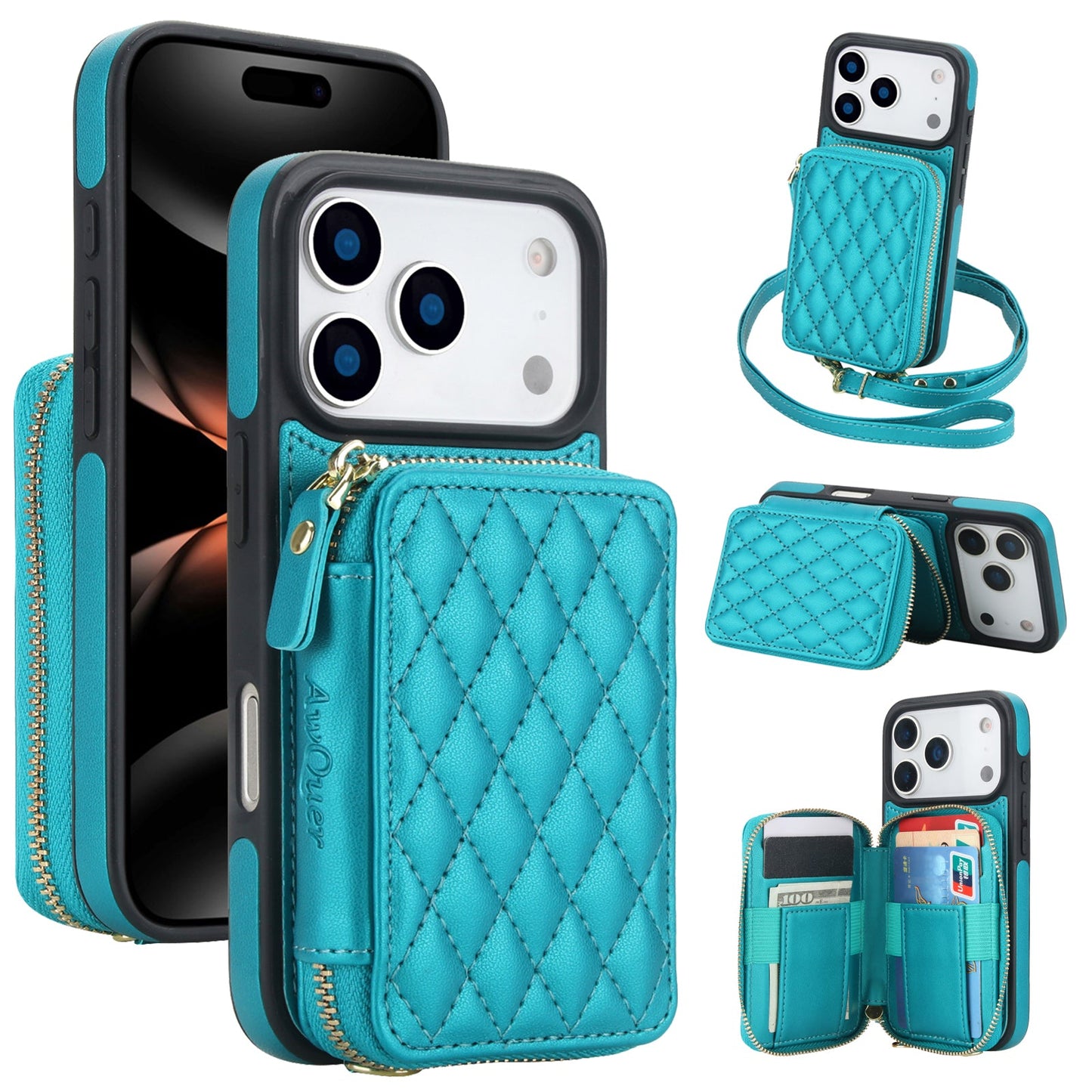 New RFID Blocking Crossbody Zipper Wallet Leather Phone Case for iPhone Air/17/17 Pro/17 Pro Max