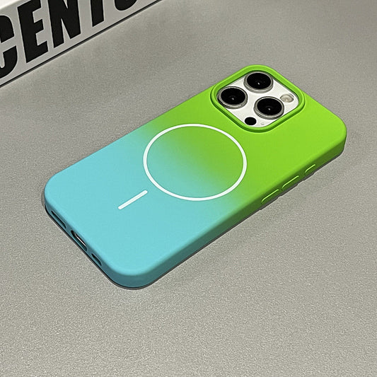 New Liquid Silicone Magnetic Dual Color Gradient Phone Case for iPhone