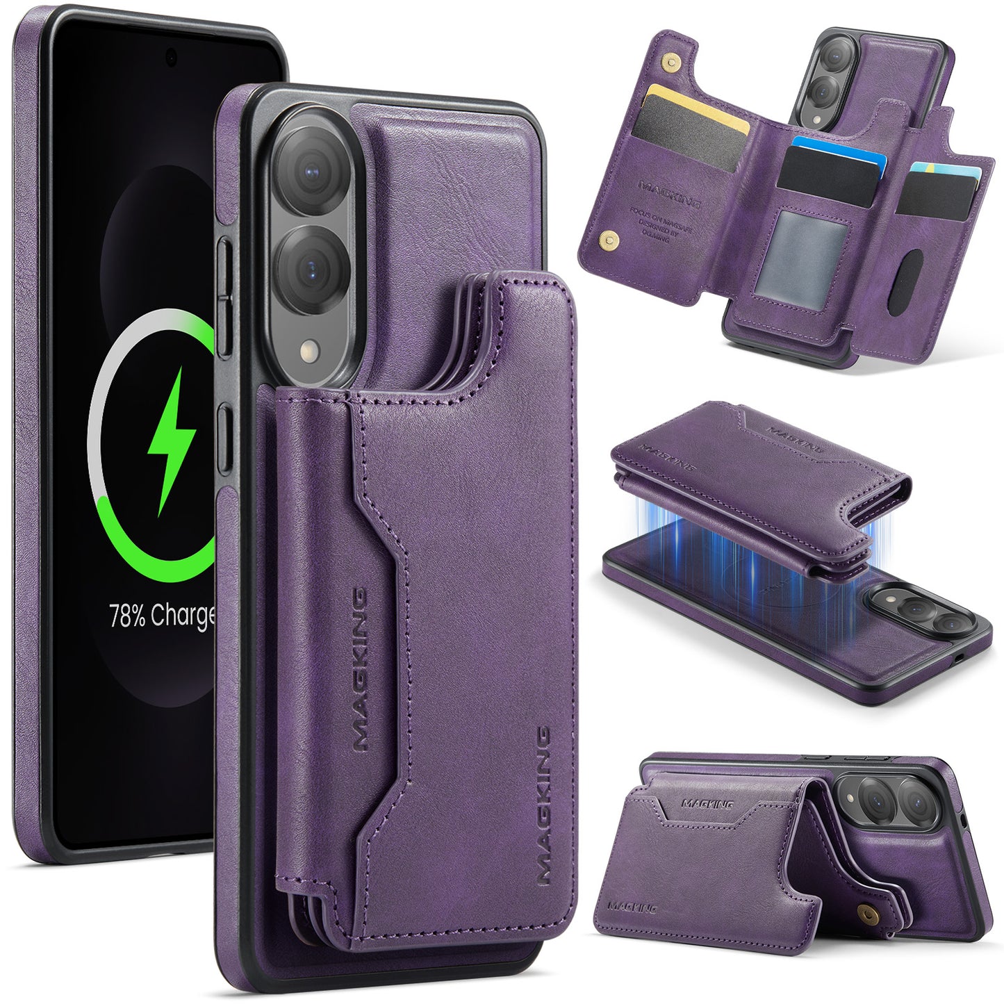 New 2-in-1 RFID Blocking Card Holder Leather Phone Case for Samsung