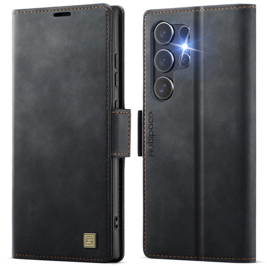New RFID Blocking Card Holder Wireless Charging Leather Phone Case for Samsung