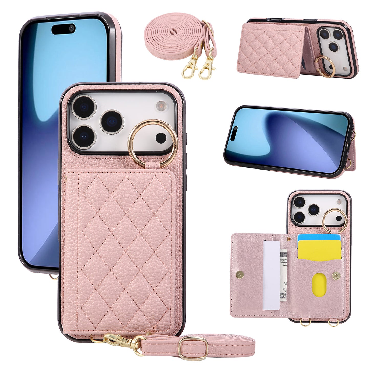 New Crossbody Multi Functional Wallet Leather Phone Case for iPhone 17 Pro Max