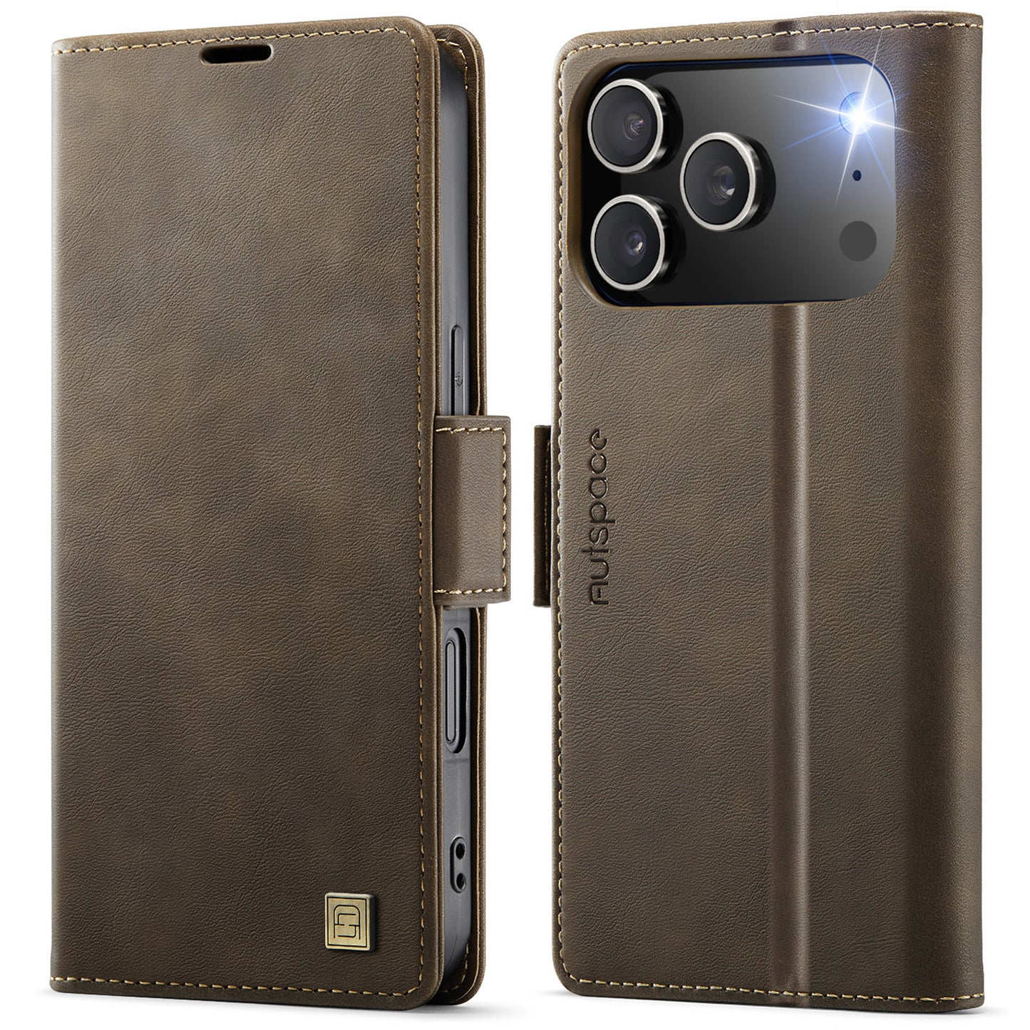 New RFID Blocking Card Holder Wireless Charging Leather Phone Case for iPhone 17 Pro Max