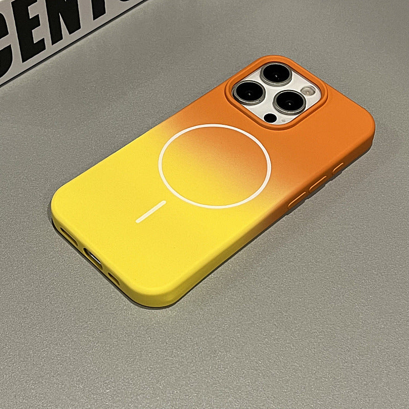 New Liquid Silicone Magnetic Dual Color Gradient Phone Case for iPhone