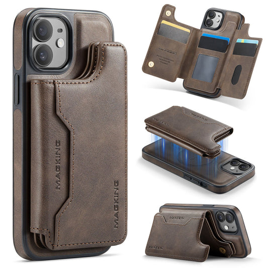 New 2-in-1 RFID Blocking Card Holder Leather Phone Case for iPhone 12