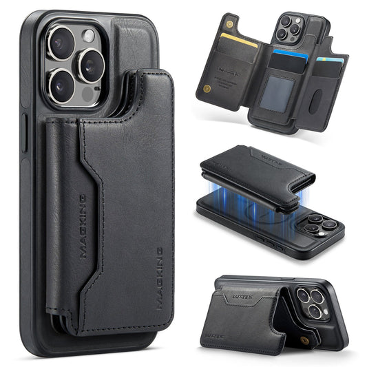 New 2-in-1 RFID Blocking Card Holder Leather Phone Case for iPhone 13 Pro