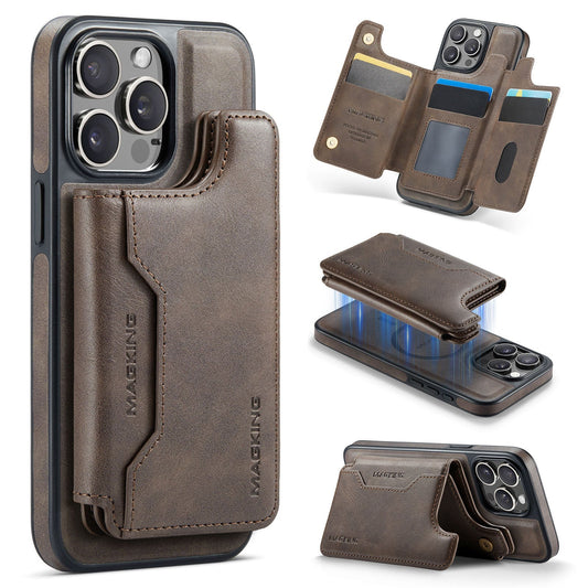 New 2-in-1 RFID Blocking Card Holder Leather Phone Case for iPhone 14 Pro Max