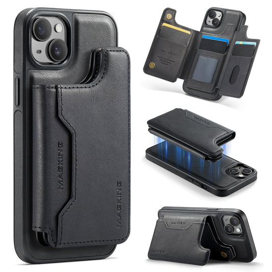 New 2-in-1 RFID Blocking Card Holder Leather Phone Case for iPhone 15 Plus