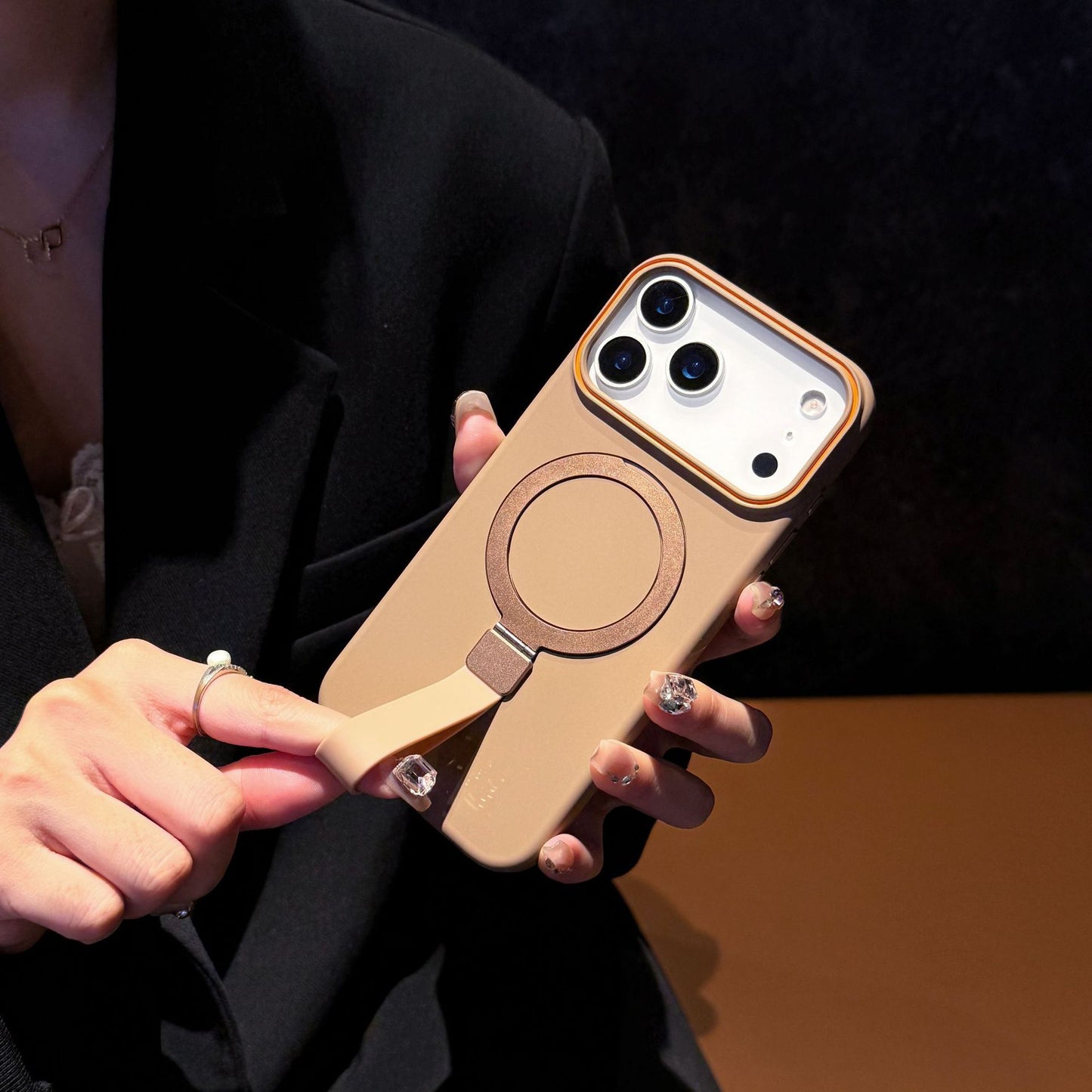 New Matte Skin-Feel Metal Phone Holder Lanyard Case for iPhone 17 Pro Max